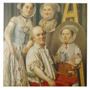 Azulejo De Cerámica El artista y su familia (aceite en lona)