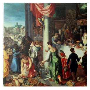 Azulejo De Cerámica El banquete del invierno, recolectando en el