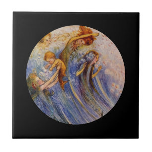 Azulejo De Cerámica El bebé Peter Pan con sirenas