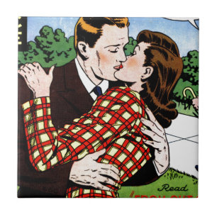 Azulejo De Cerámica El besarse en el verde