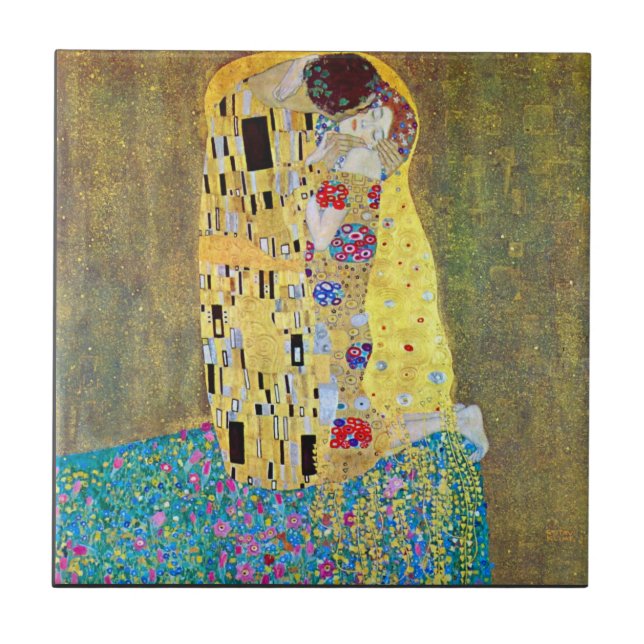 Azulejo De Cerámica El beso 2 de Gustav Klimt (Frente)