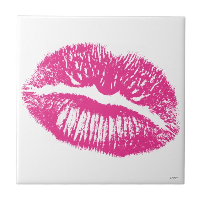 Azulejo De Cerámica El Beso, Labios Rosados (Frente)