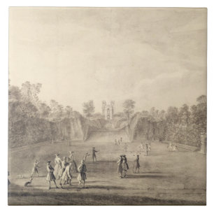 Azulejo De Cerámica El Bowling Green en Claremont, 1738 (grabado)