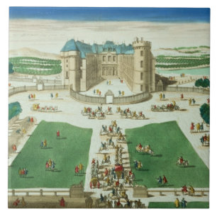 Azulejo De Cerámica El castillo francés Rambouillet, grabada por