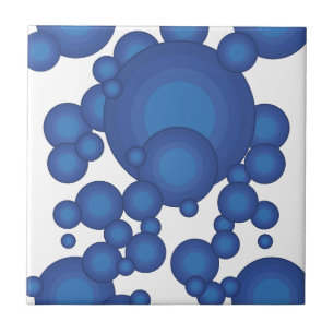 Azulejo De Cerámica El círculo de estilo del año Blue 70's