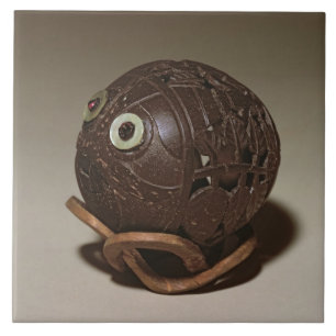 Azulejo De Cerámica El coco esculpió en una cara, c.1895