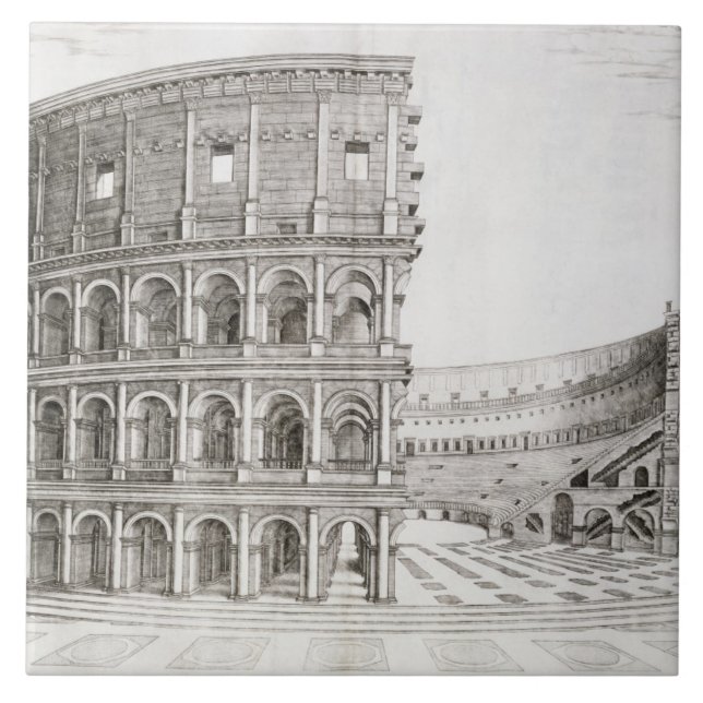 Azulejo De Cerámica El Colosseum, construido en el ANUNCIO 80 (Frente)