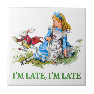 Azulejo De Cerámica El conejo blanco acomete por Alicia, "yo es