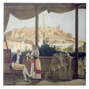 Azulejo De Cerámica El cónsul francés, Monsieur Fauvel, en la terraza