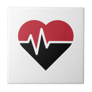 Azulejo De Cerámica El corazón rojo-negro golpea