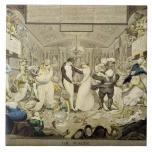 Azulejo De Cerámica El de vals (grabado coloreado)