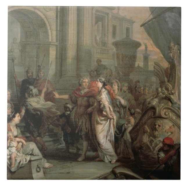 Azulejo De Cerámica El desembarque de Cleopatra en el tarso (aceite (Frente)