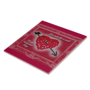 Azulejo De Cerámica El día de San Valentín Candy Heart Greeting