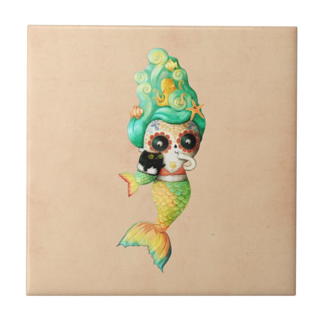 Azulejo De Cerámica El día del chica muerto de la sirena (Frente)