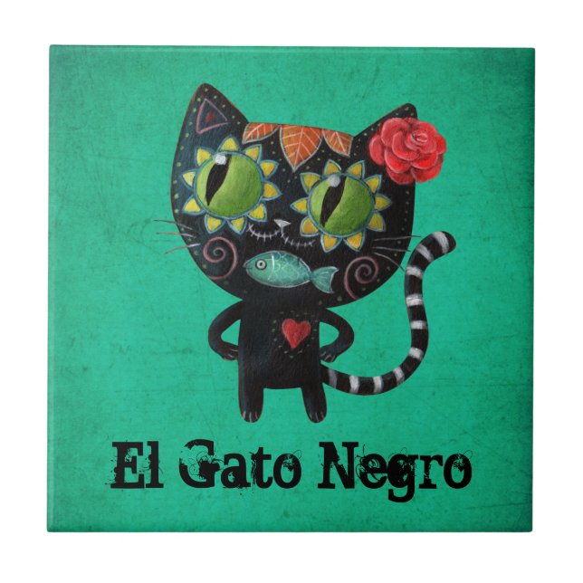 Azulejo De Cerámica El día del gato negro muerto (Frente)