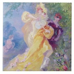 Azulejo De Cerámica El dominó amarillo, diseño para una tapicería