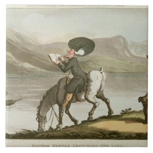 Azulejo De Cerámica El Dr. Syntax que bosqueja el lago