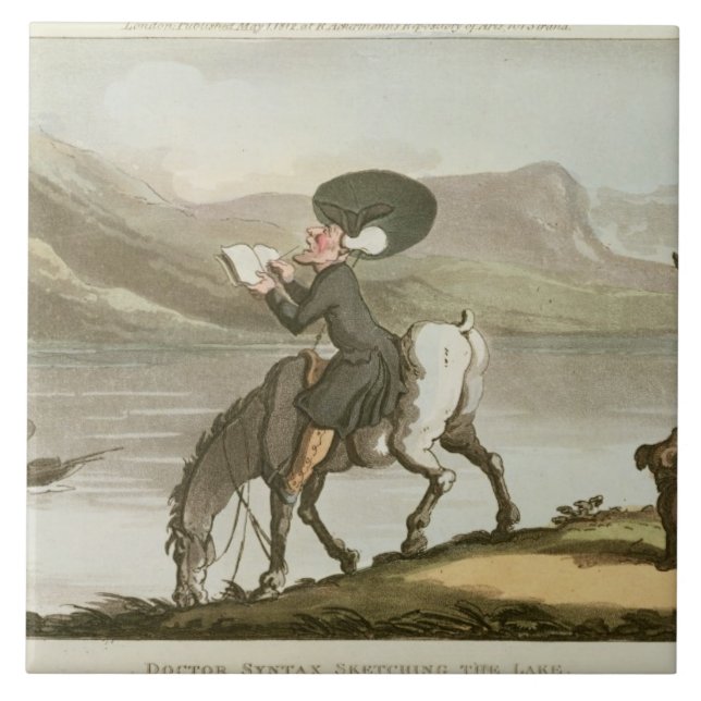 Azulejo De Cerámica El Dr. Syntax que bosqueja el lago (Frente)