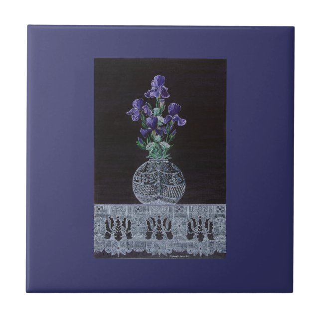 Azulejo De Cerámica El encaje de la reina Iris (Frente)