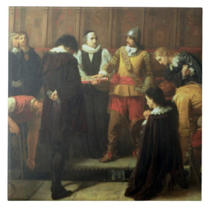 Azulejo De Cerámica El entierro de Charles I (1600-49) en San Jorge