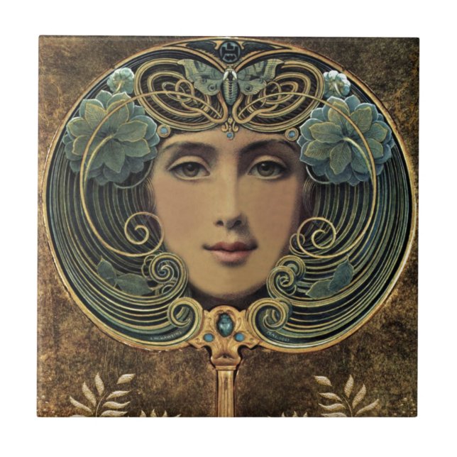 Azulejo De Cerámica El espejo de Nouveau (Frente)