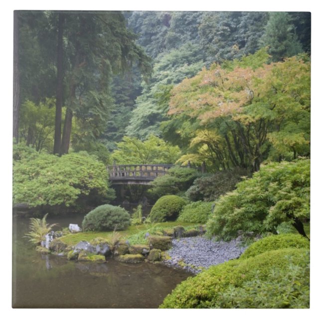 Azulejo De Cerámica El estanque móvil con el puente lunar (Frente)