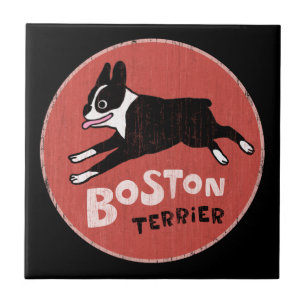 Azulejo De Cerámica El estilo retro Guay de Boston Terrier