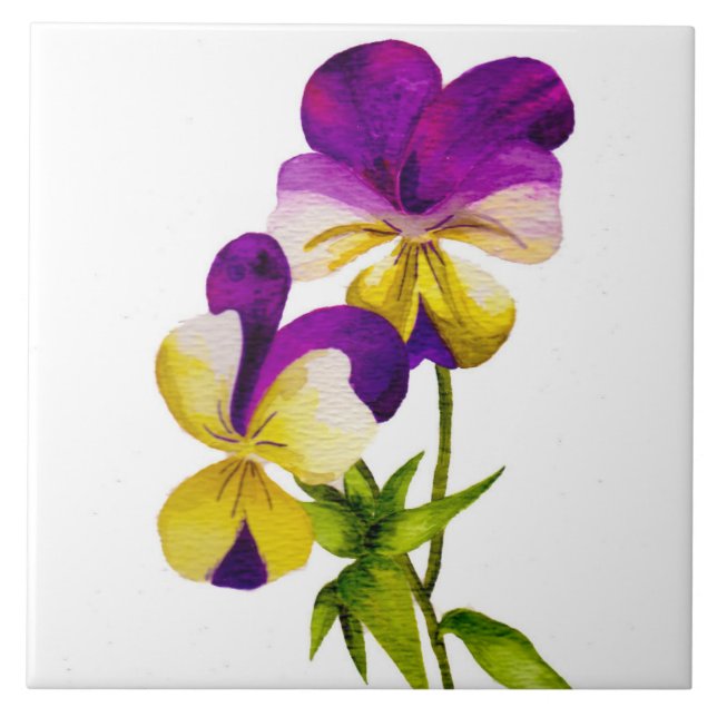 Azulejo De Cerámica "El Fiesta Pansy" en una tela cerámica (I) (Frente)