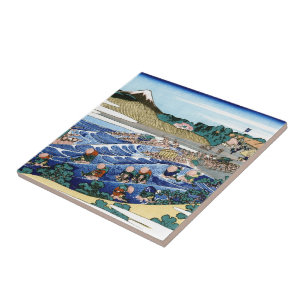 Azulejo De Cerámica El Fuji de Kanaya en el Tokaido Hokusai