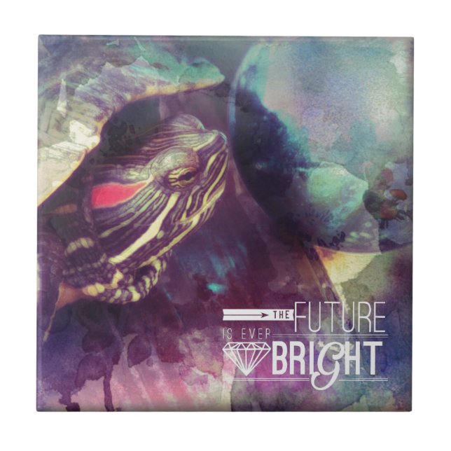 Azulejo De Cerámica El futuro es brillante, Myrtle la tortuga (Frente)