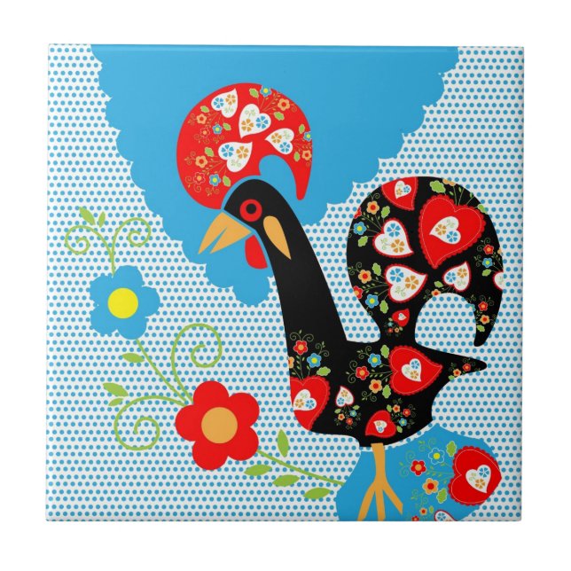 Azulejo De Cerámica El gallo portugués de Barcelos (Frente)