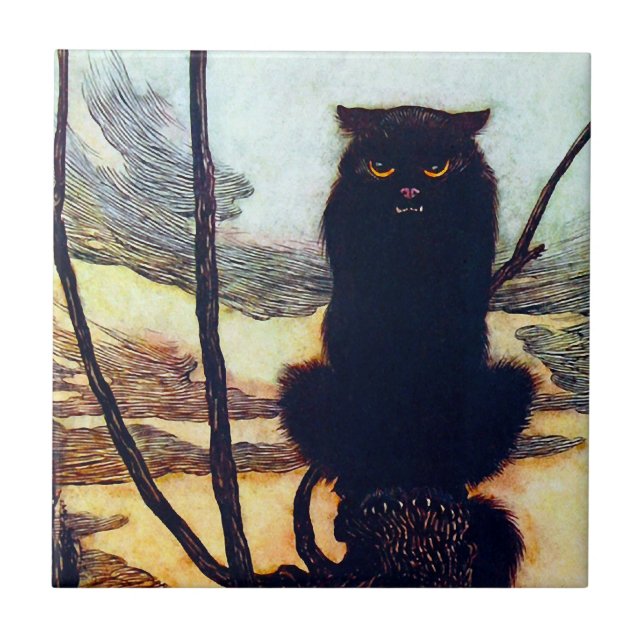 Azulejo De Cerámica El gato negro (Frente)