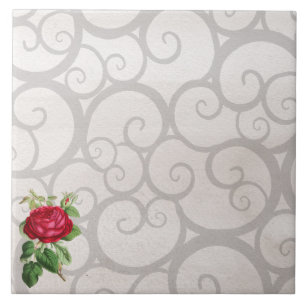 Azulejo De Cerámica El gris del rosa rojo encrespa la decoración