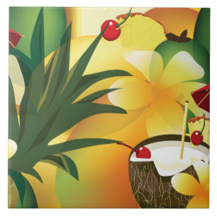 Azulejo De Cerámica El Hawaii Luau Tropical Tiki Bar Tile Grande