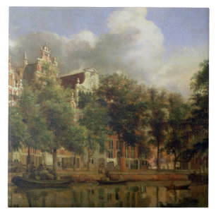 Azulejo De Cerámica El Herengracht, Amsterdam (aceite en el panel)