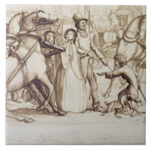 Azulejo De Cerámica El hombre ciego, 1853 (pluma, tinta, lavado y