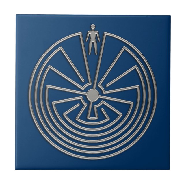 Azulejo De Cerámica El hombre en el laberinto - plata (Frente)