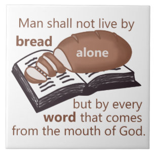 Azulejo De Cerámica El hombre no vive solo por el pan, una tela cerám