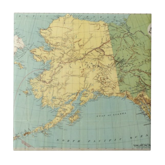 Azulejo De Cerámica El mapa de McNally del rand de Alaska (Frente)