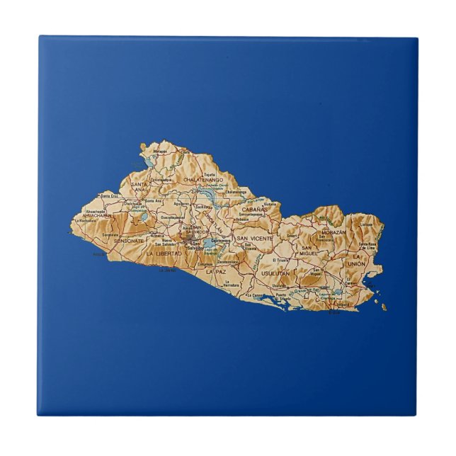Azulejo De Cerámica El mapa del Salvador (Frente)