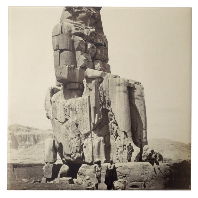 Azulejo De Cerámica El "Memnon vocal", estatua colosal de Amenhotep I (Frente)