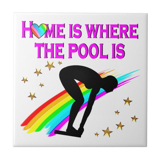 AZULEJO DE CERÁMICA EL NIÑO SIEMPRE ESTÁ LISTO PARA LA PISCINA (Frente)