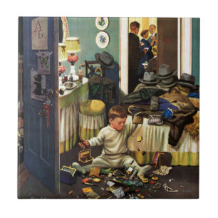 Azulejo De Cerámica El niño vacia los monederos