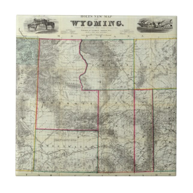 Azulejo De Cerámica El nuevo mapa de Holt, Wyoming (Frente)