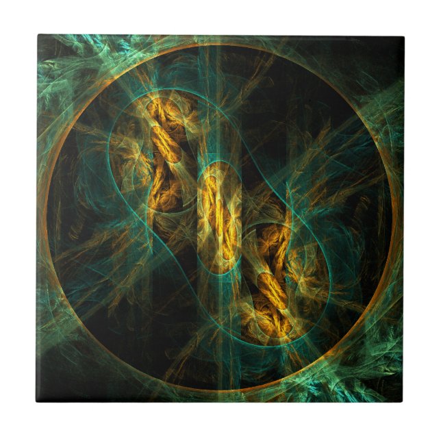 Azulejo De Cerámica El ojo de la jungla Resumen del mosaico de arte (Frente)