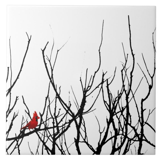 Azulejo De Cerámica El pájaro rojo por las pimientas de Leslie (Frente)