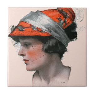 Azulejo De Cerámica El perfil de la mujer