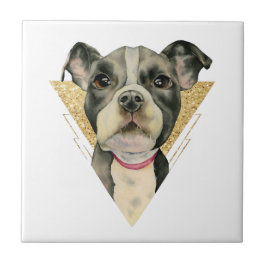 Azulejo De Cerámica El "perrito observa" la acuarela del perro del