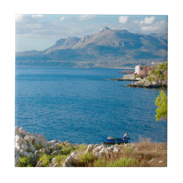 Azulejo De Cerámica El pescador siciliano (Frente)