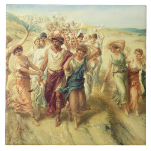 Azulejo De Cerámica El poeta Anacreon (570-485 A.C.) con sus musas,
